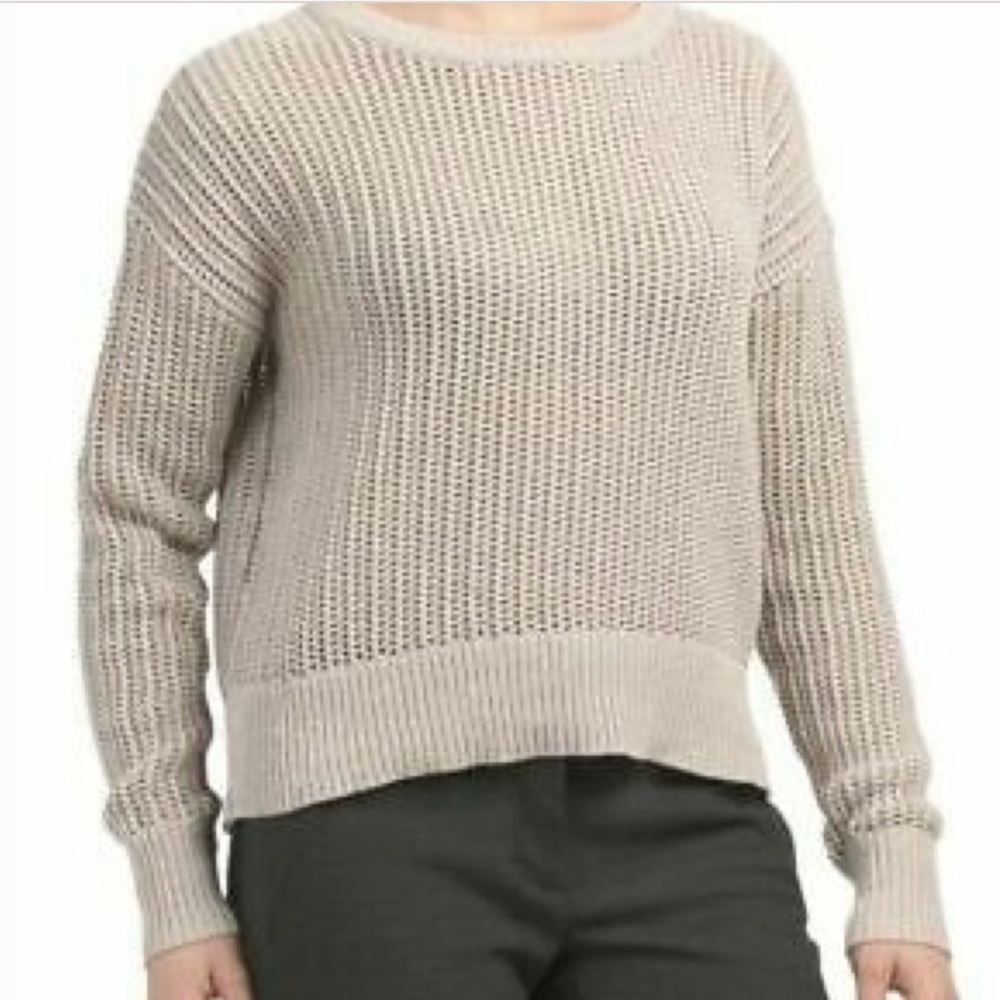 Theory Open Knit Po Arshan Sweater Oatmeal Melange Medium